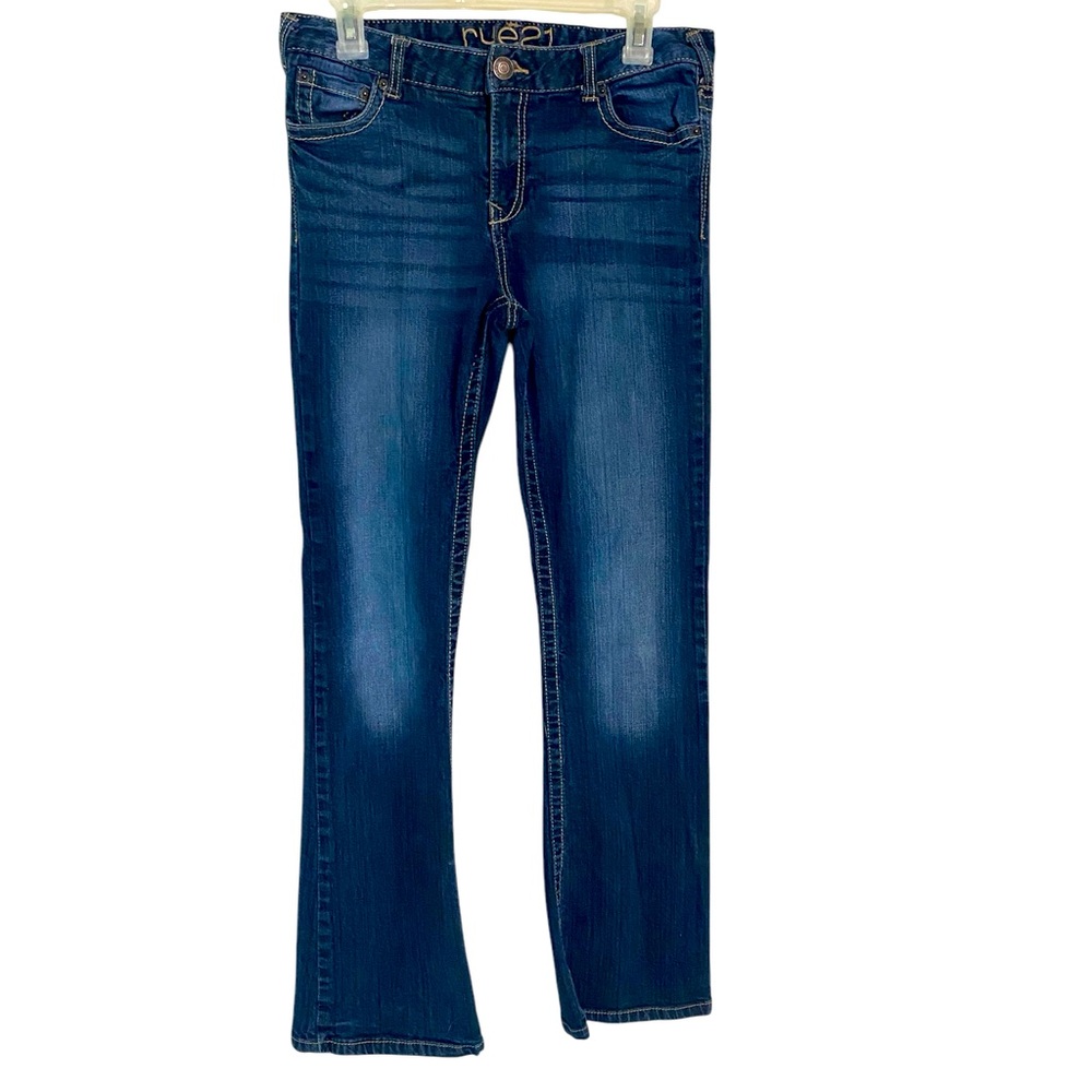 Rue21 Women's mid rise bootcut dark wash flap pocket Blue Jeans size 9/10